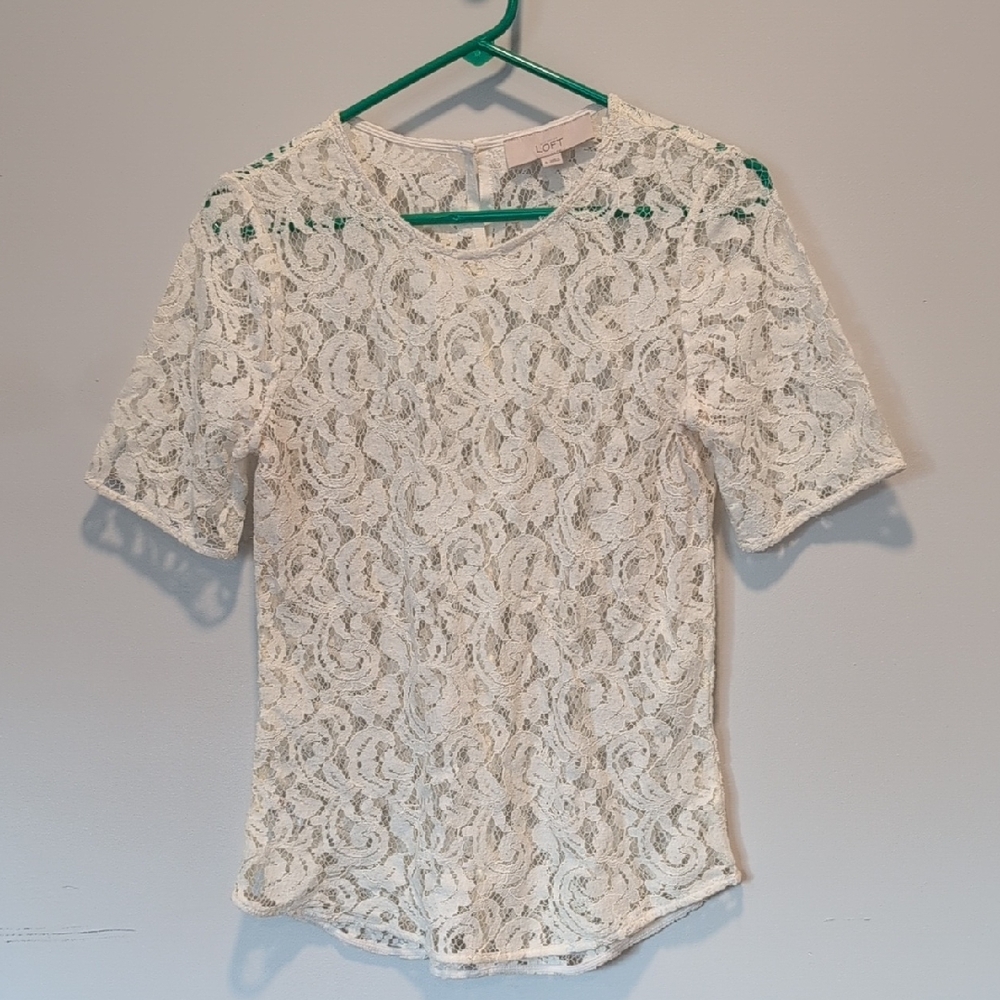 LOFT White Lace Blouse